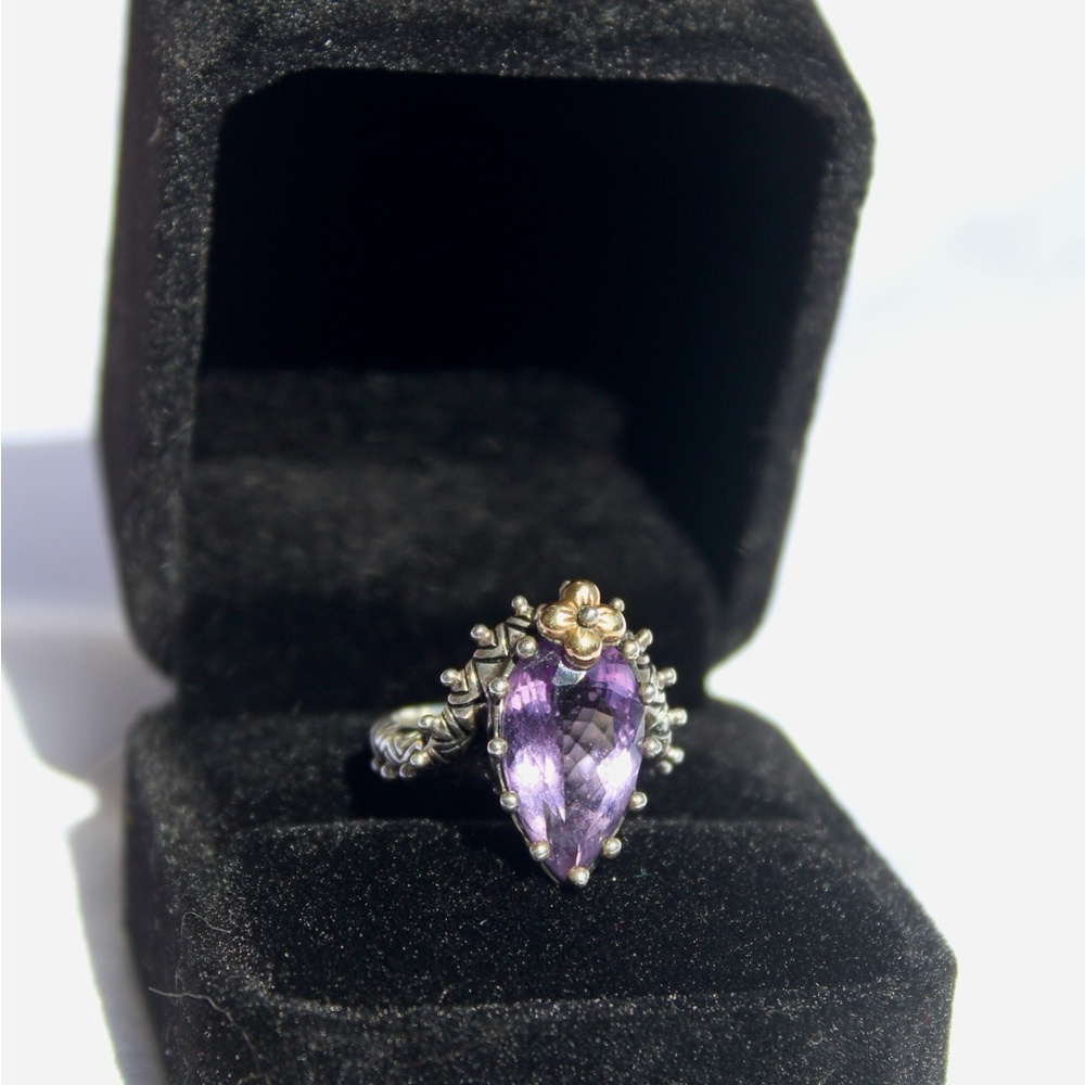 Vintage Bixby sterling silver 18k gold Authentic amethyst ring